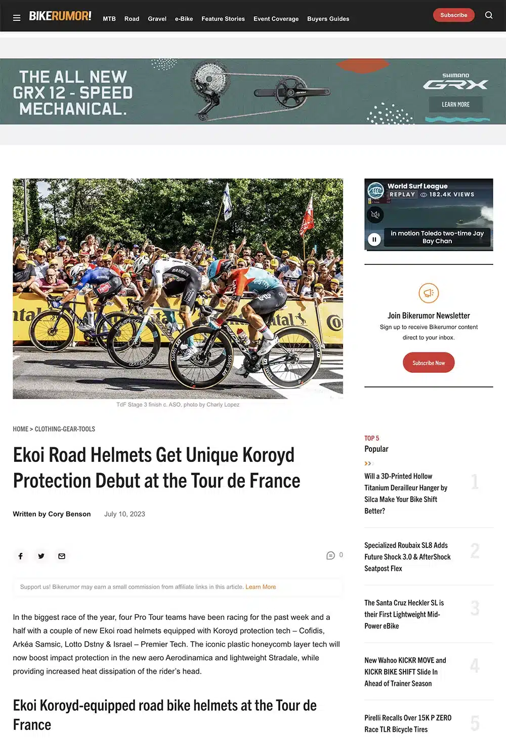 Ekoi Road Helmets Get Unique Koroyd Protection Debut at the Tour de France